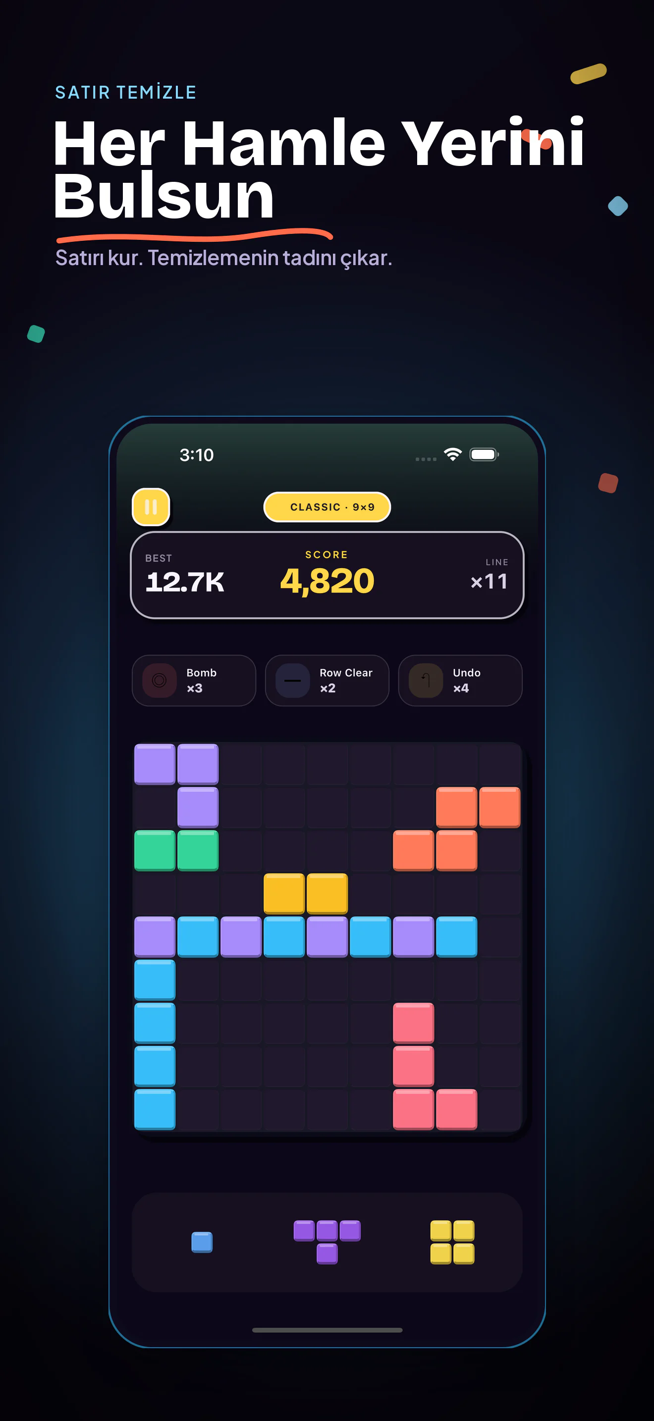 U Blocks satır temizleme anı