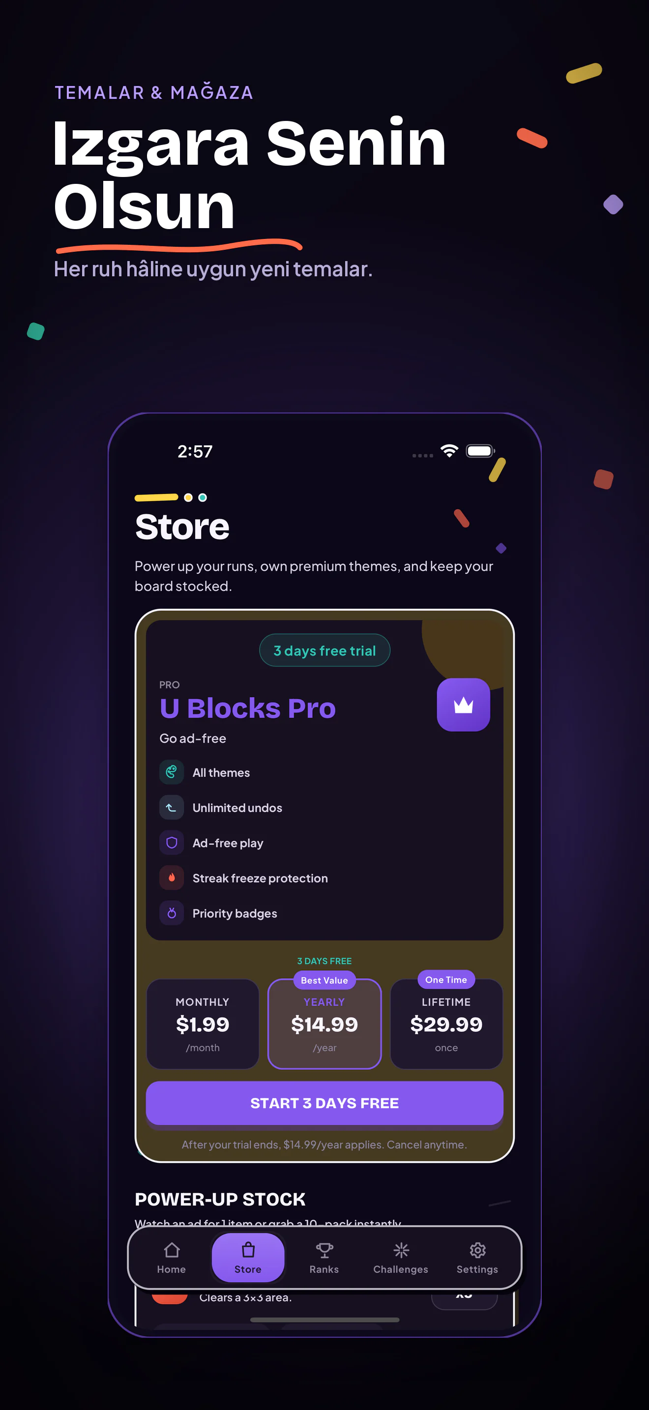 U Blocks mağaza ve Pro seçenekleri