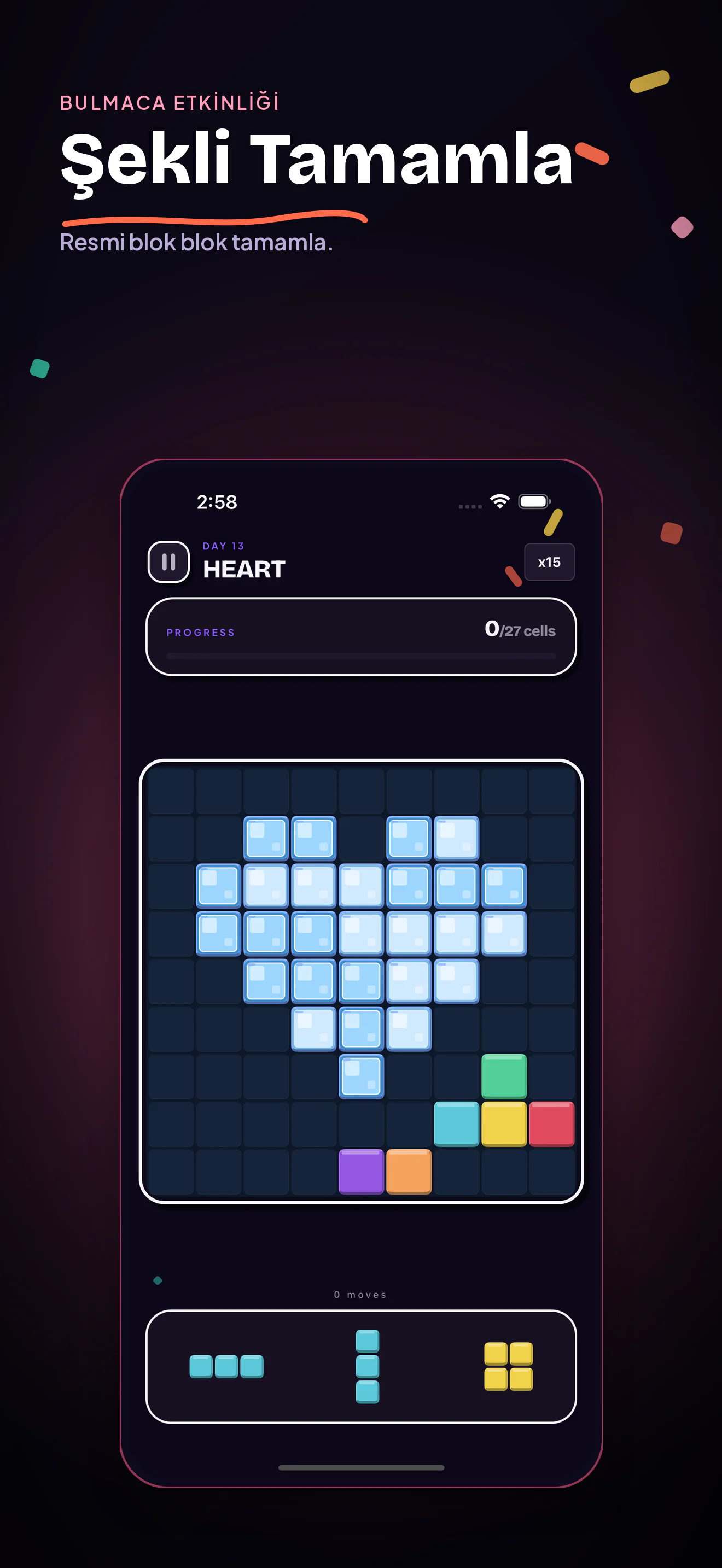 U Blocks aylık Puzzle etkinliği kalp bulmacası